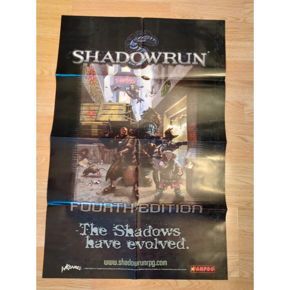 Shadowrun Fourth Edition The Shadows Have Evolved Promotional Poster 33" X 22"